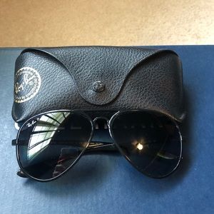 Ray Bans Polarized Black Aviators with case